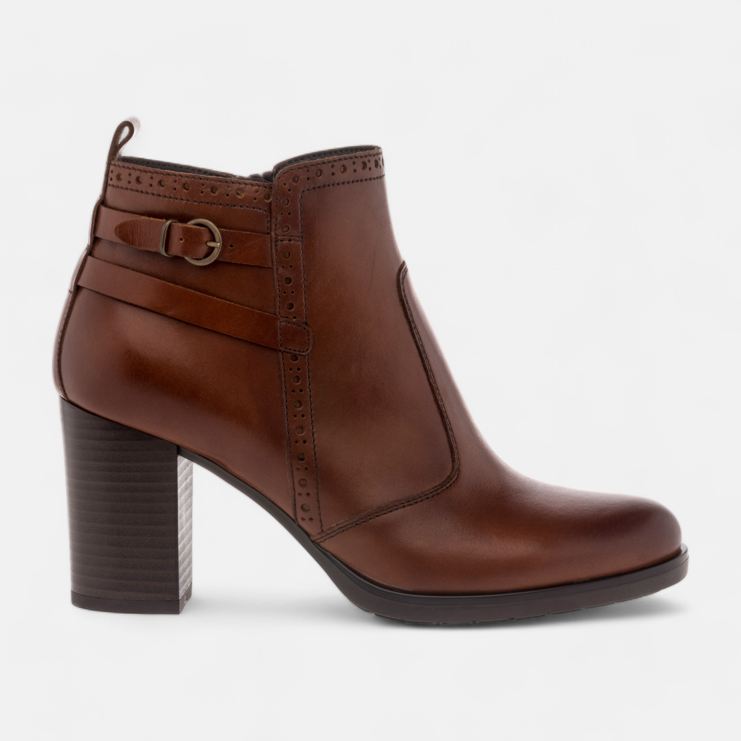 Bottines a talon Femme en cuir cognac France FR