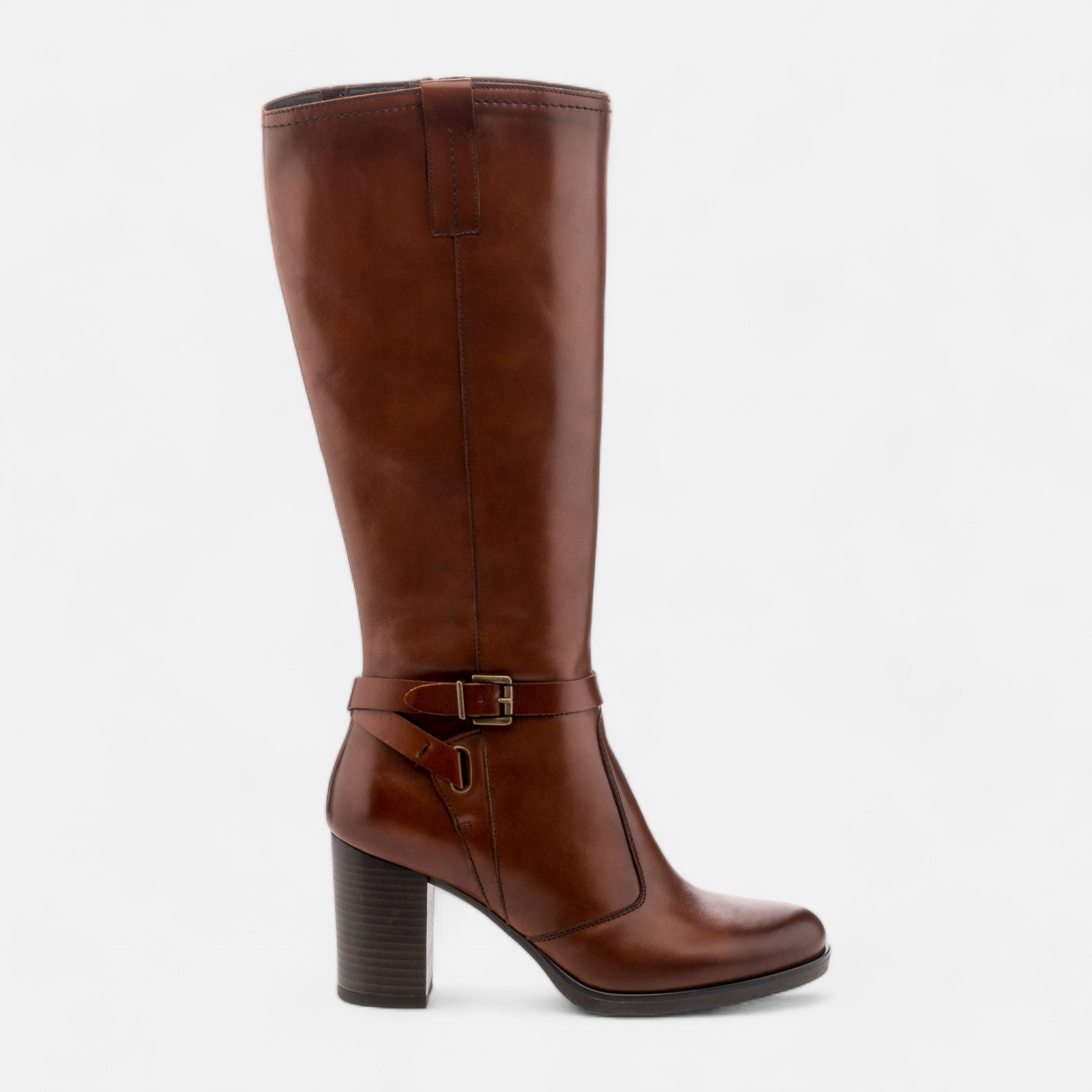 Bottes a talon Femme en cuir cognac France FR