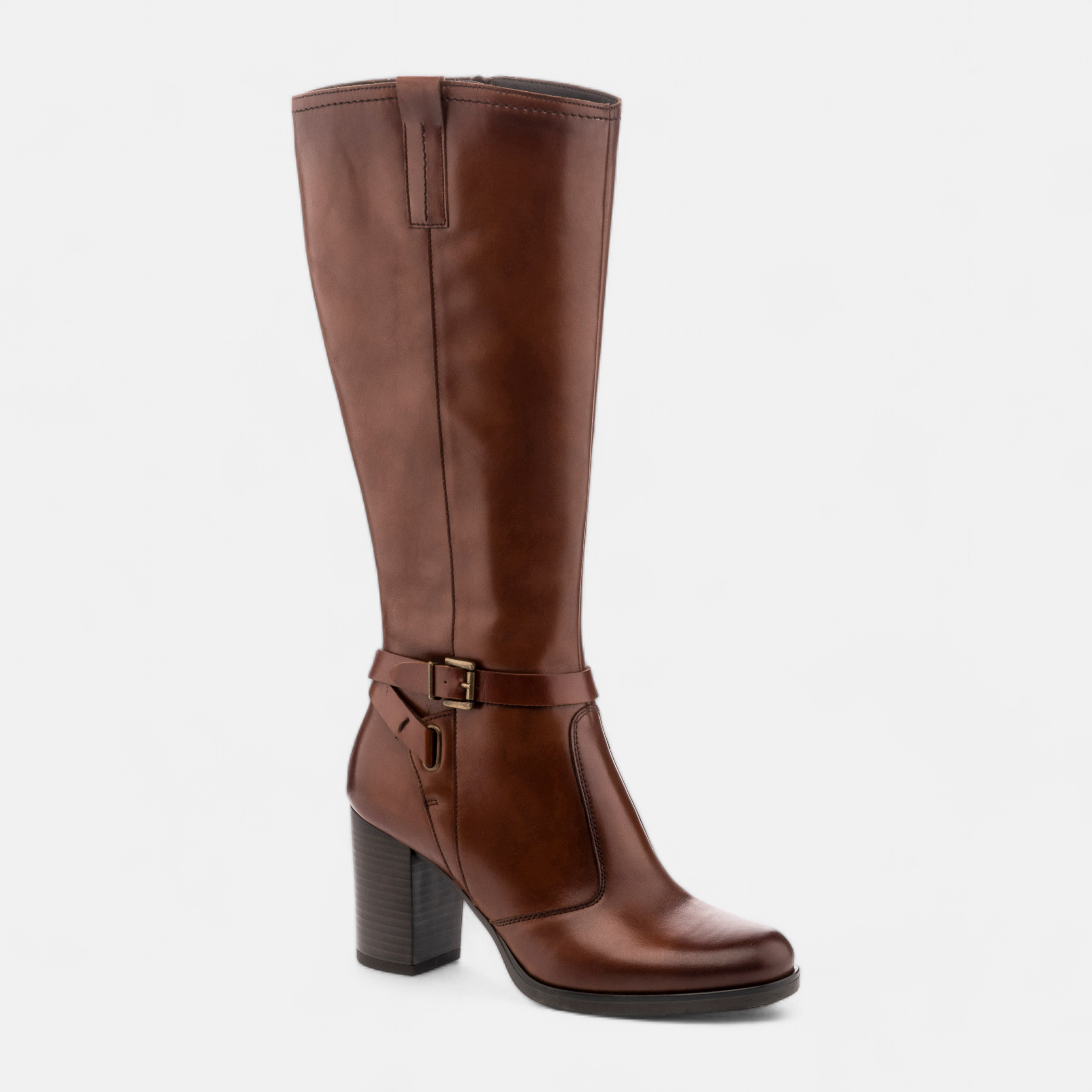 Bottes a talon Femme en cuir cognac France FR