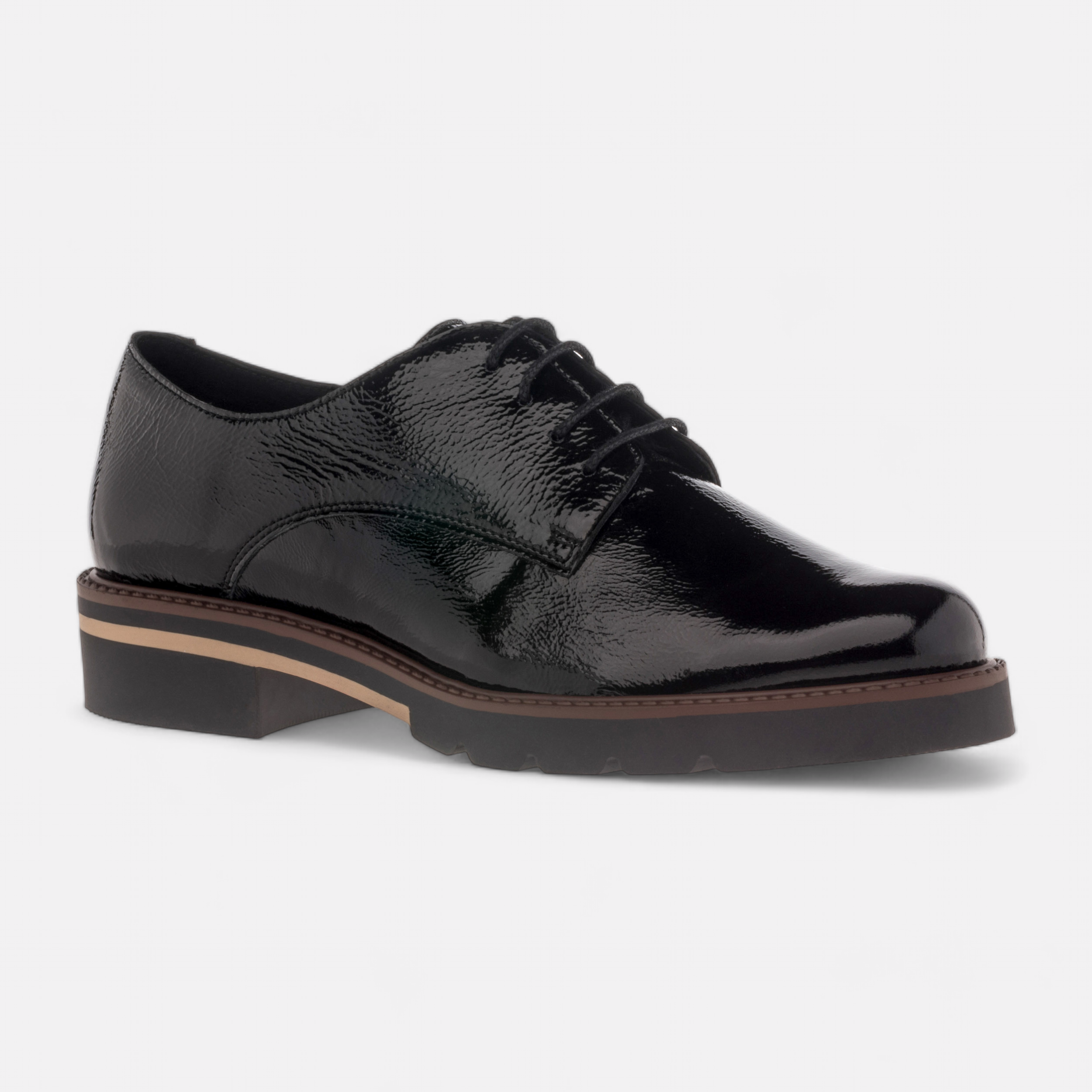 Derbies Femme en cuir noir vernis France FR