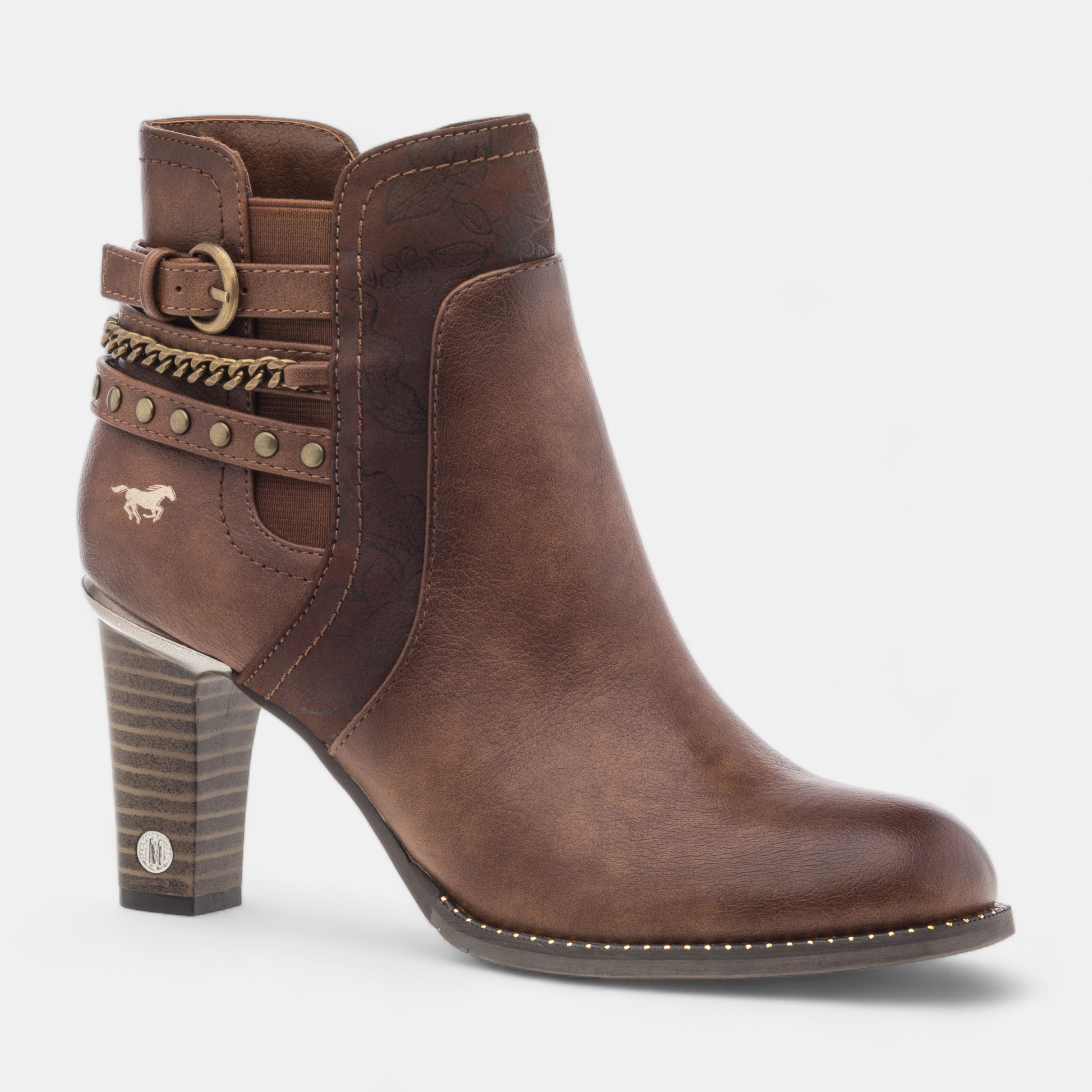 Bottines a talon Femme en cuir cognac France FR