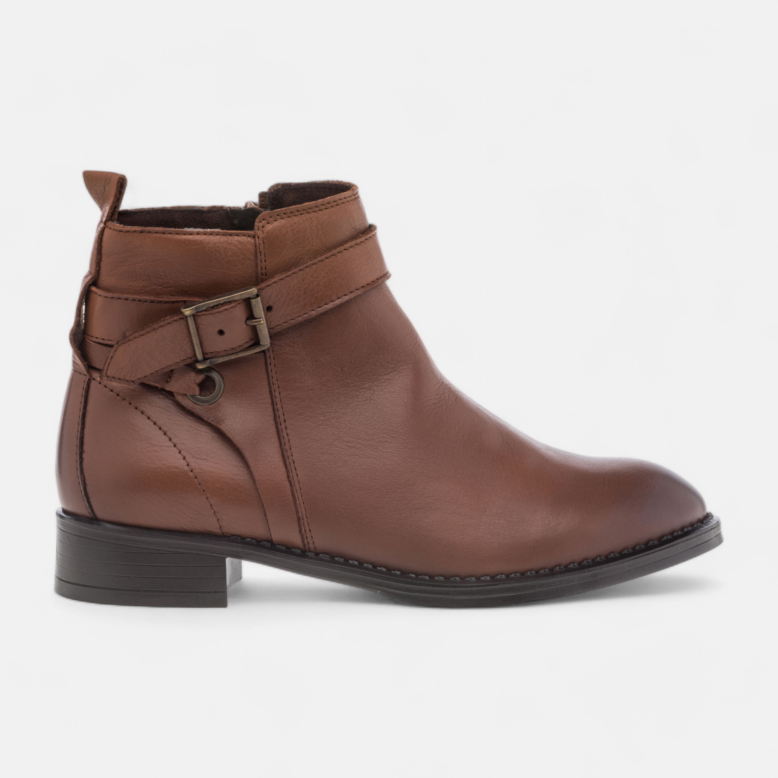 Bottines Femme en cuir cognac France FR