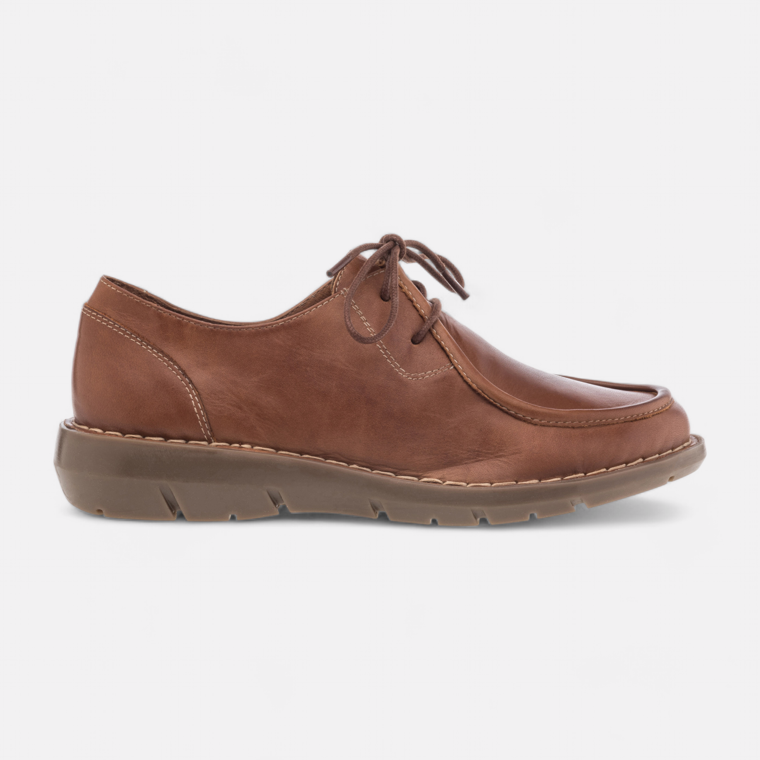 Derbies a talon compense Femme en cuir cognac France FR