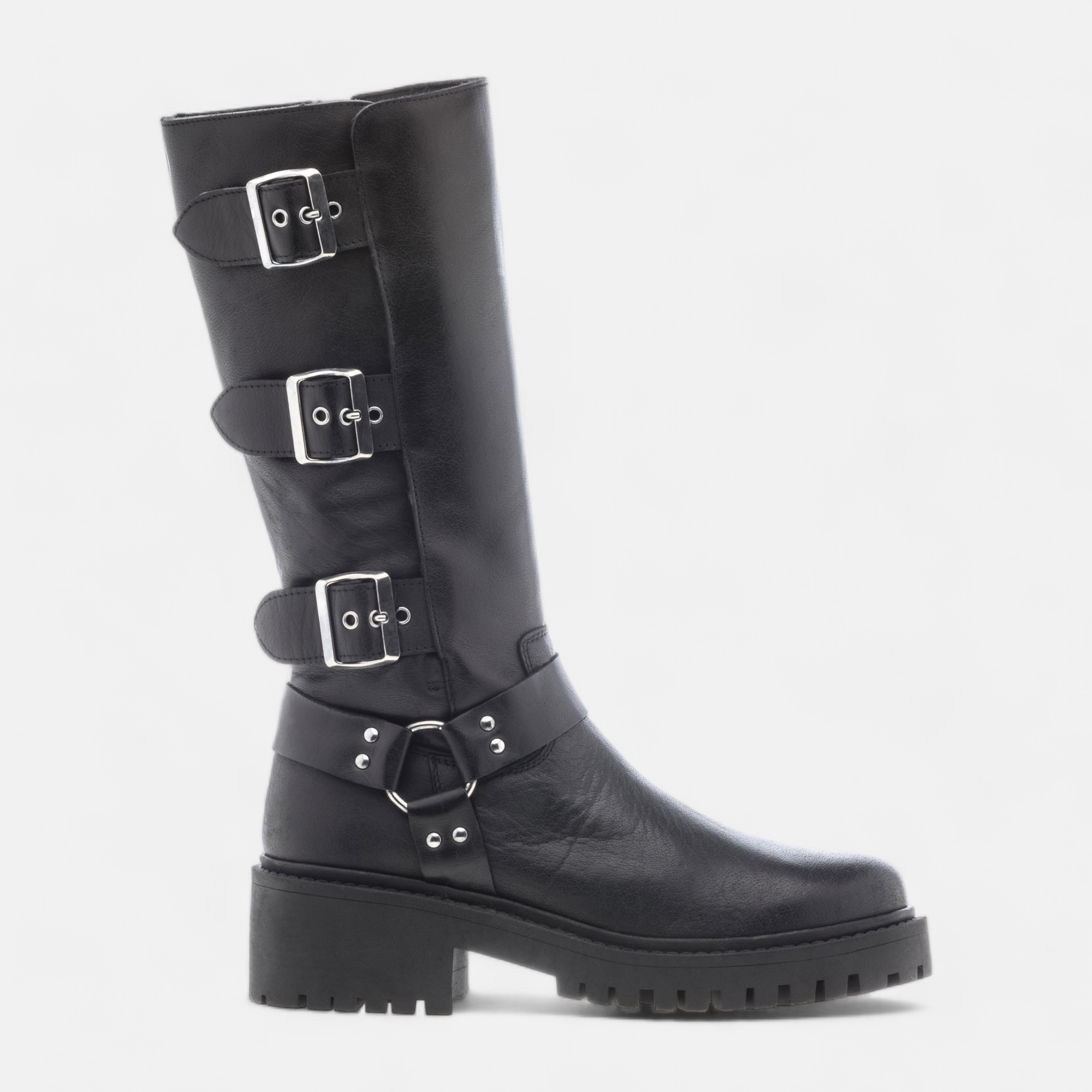 Bottes a talon compense Femme en cuir noir France FR