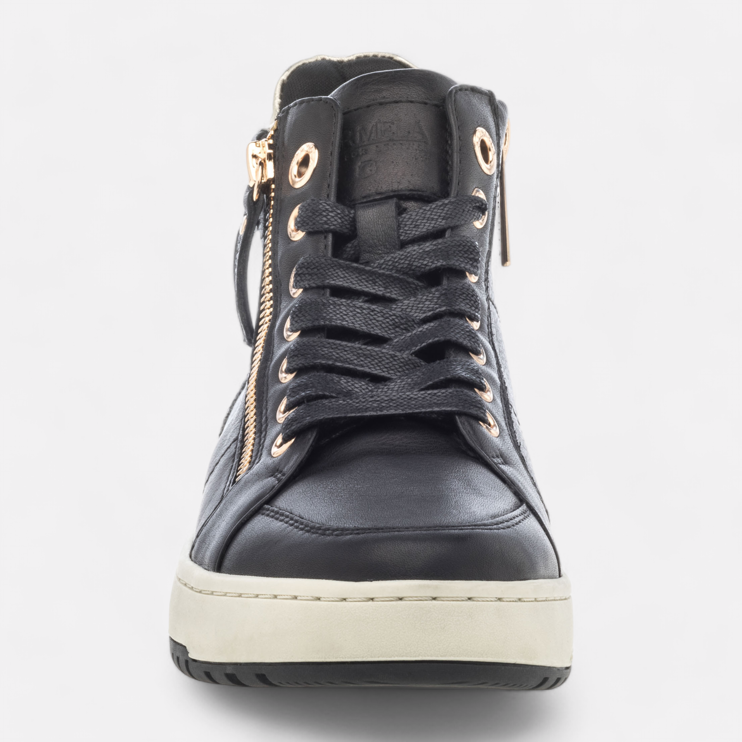 Black leather high top trainers womens online