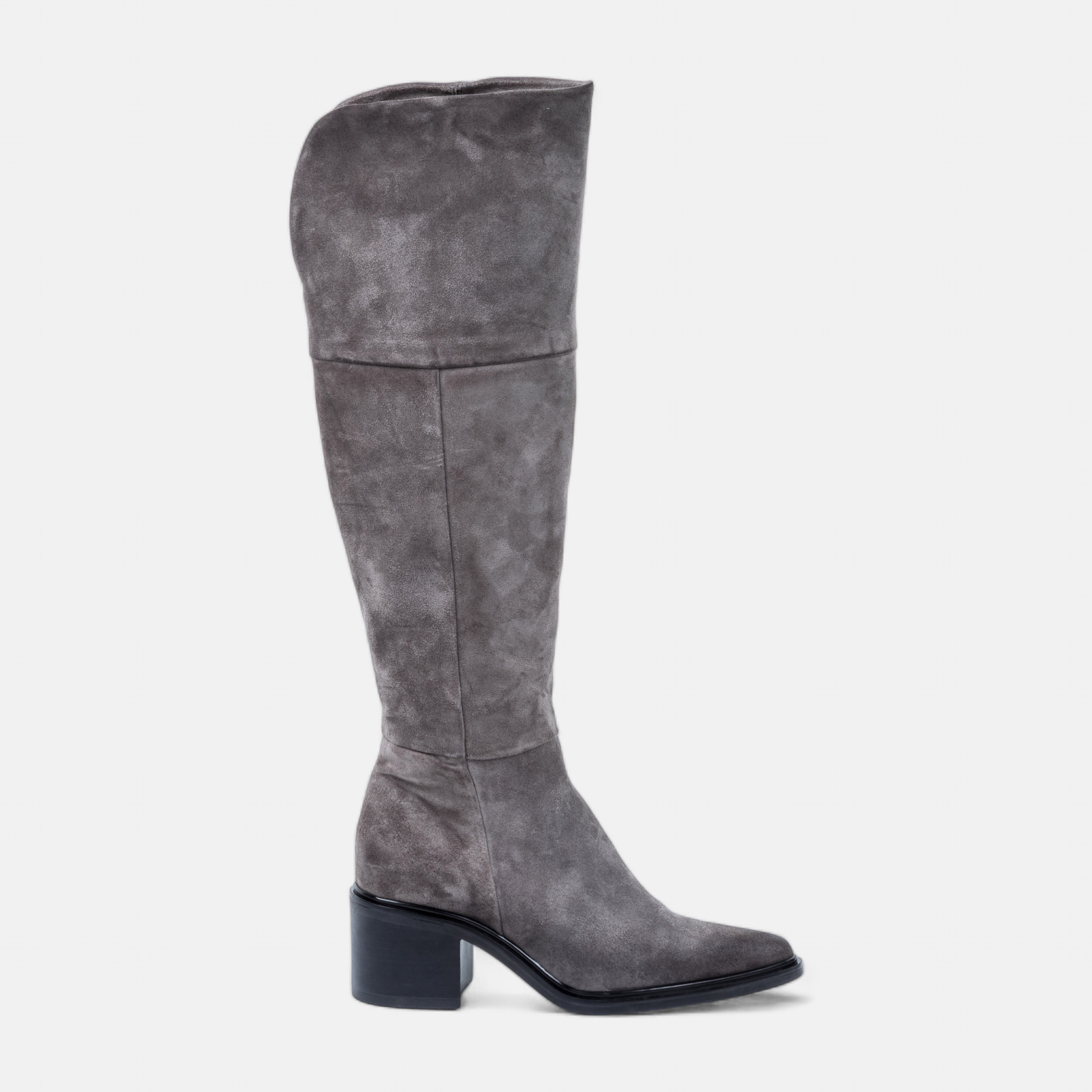 Grey leather thigh high boots online