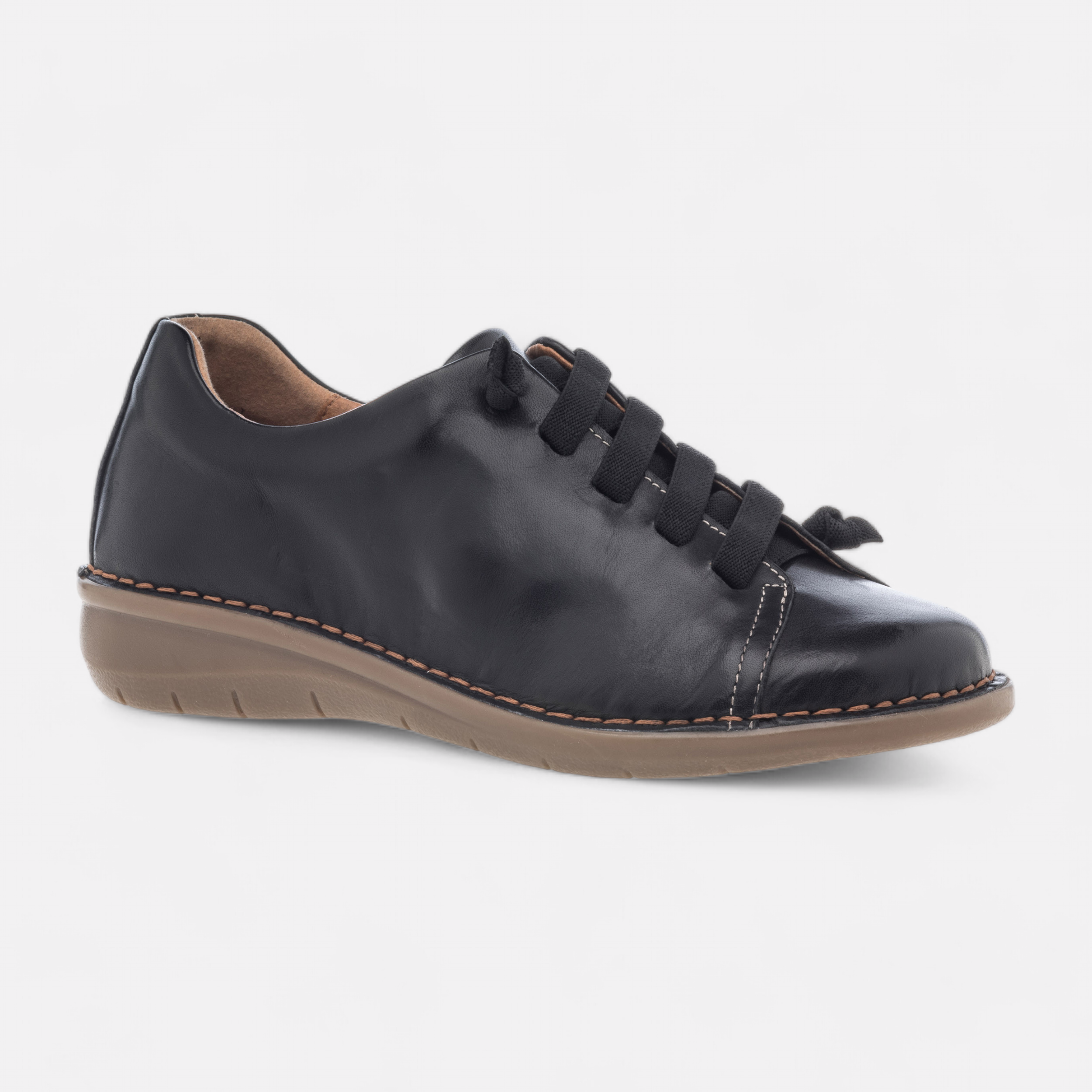 Derbies a talon compense Femme en cuir noir France FR