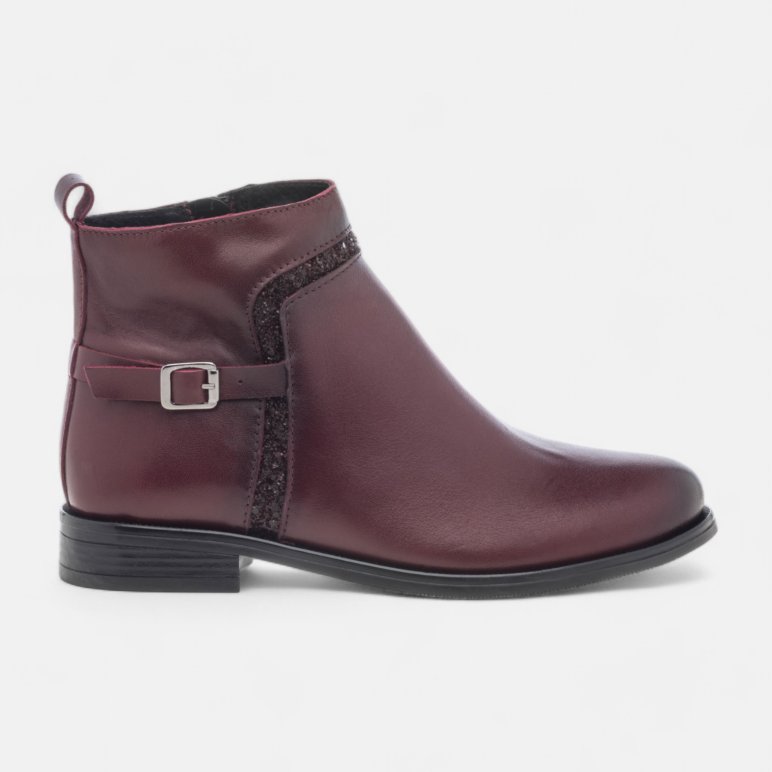 Bottines Femme en cuir bordeaux France FR