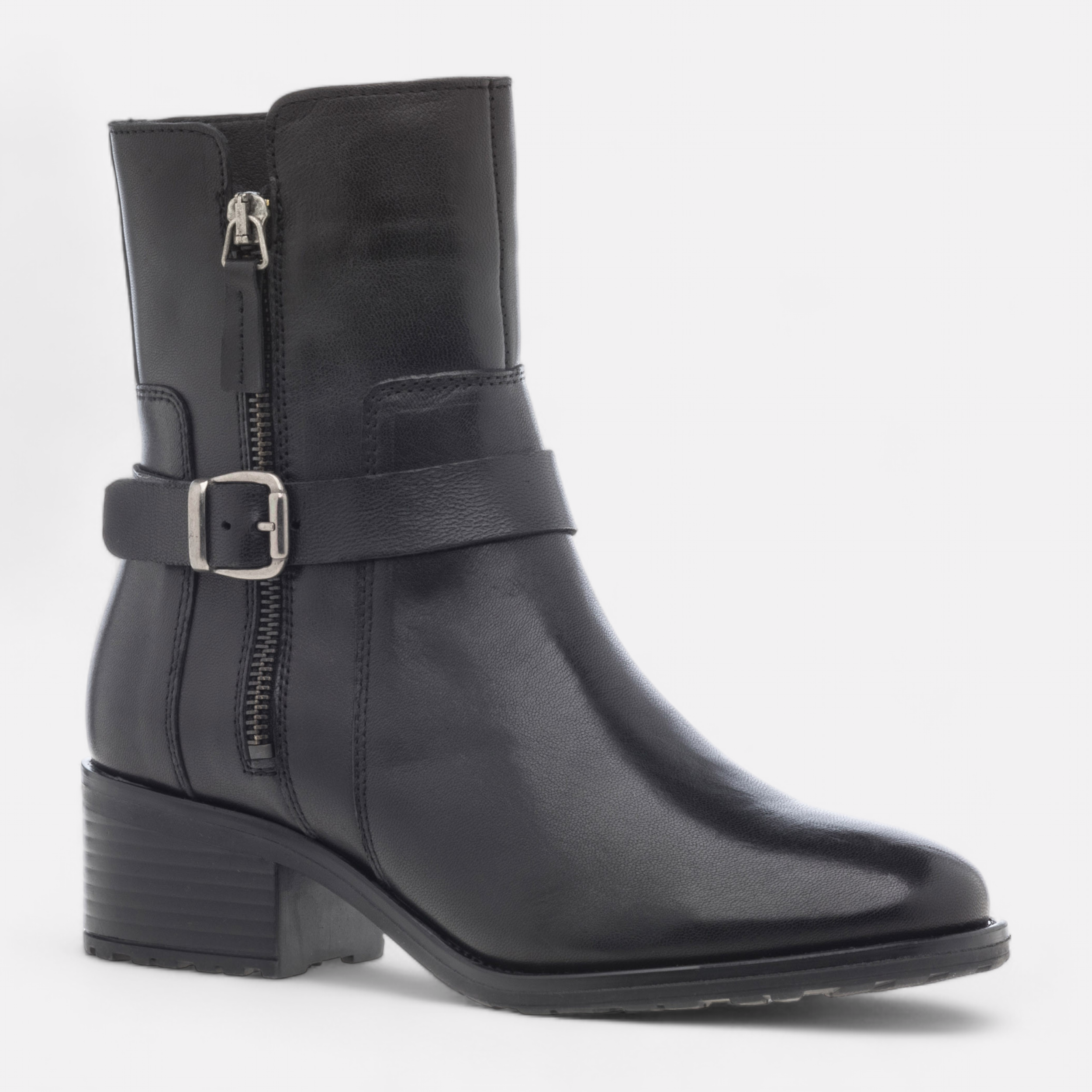 Black ankle leather boots womens on sale