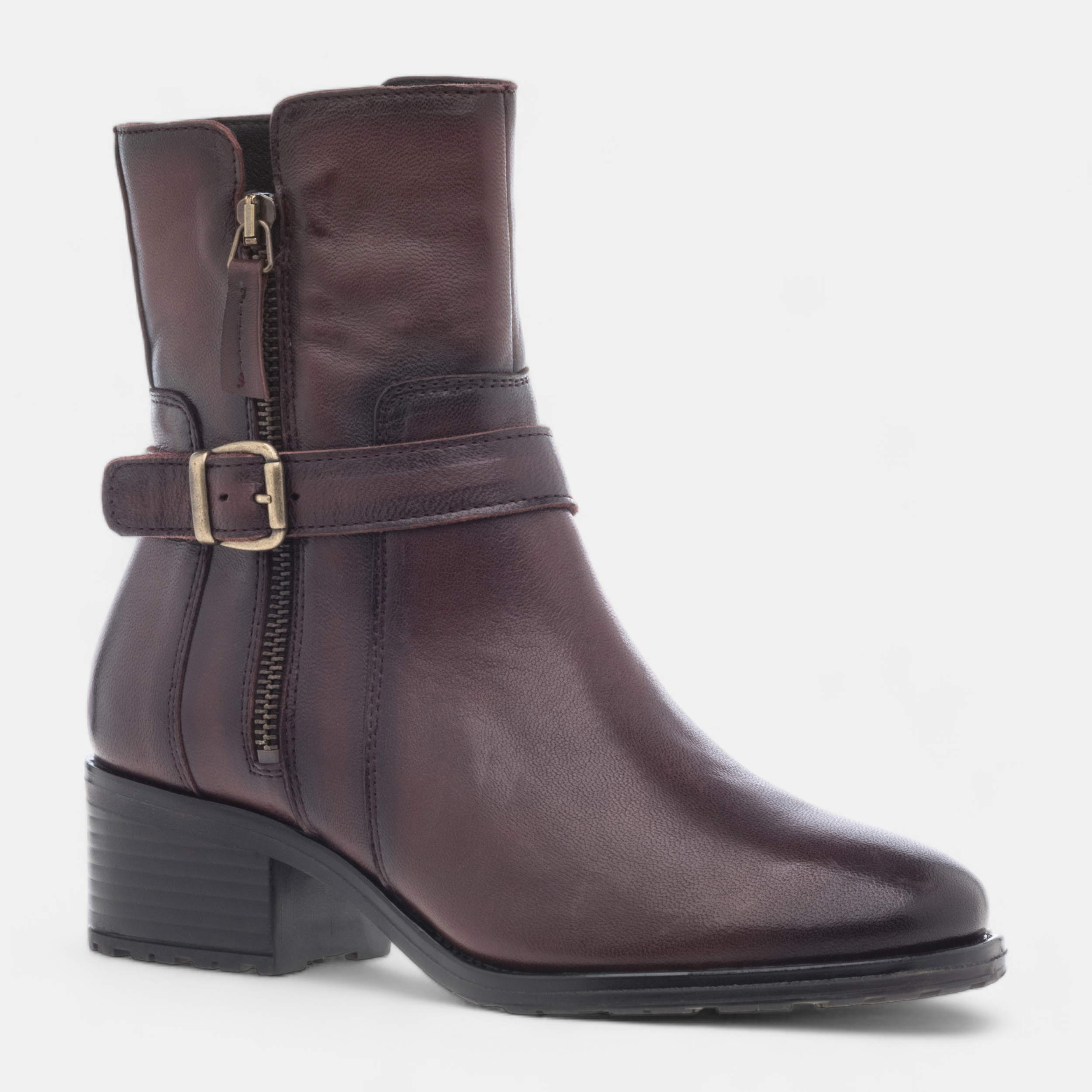 Bottines Femme en cuir bordeaux France FR