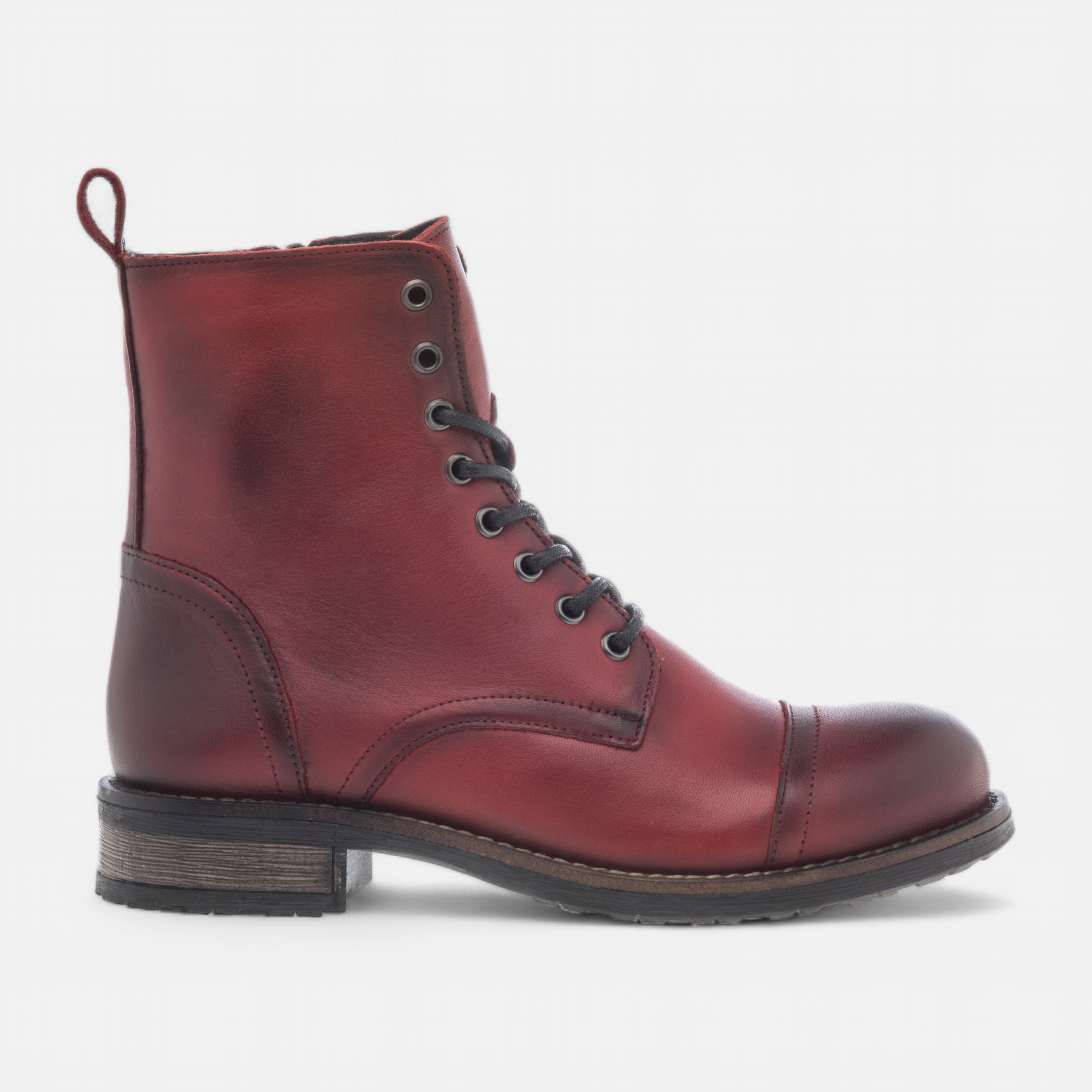 Boots femme cuir rouge on sale