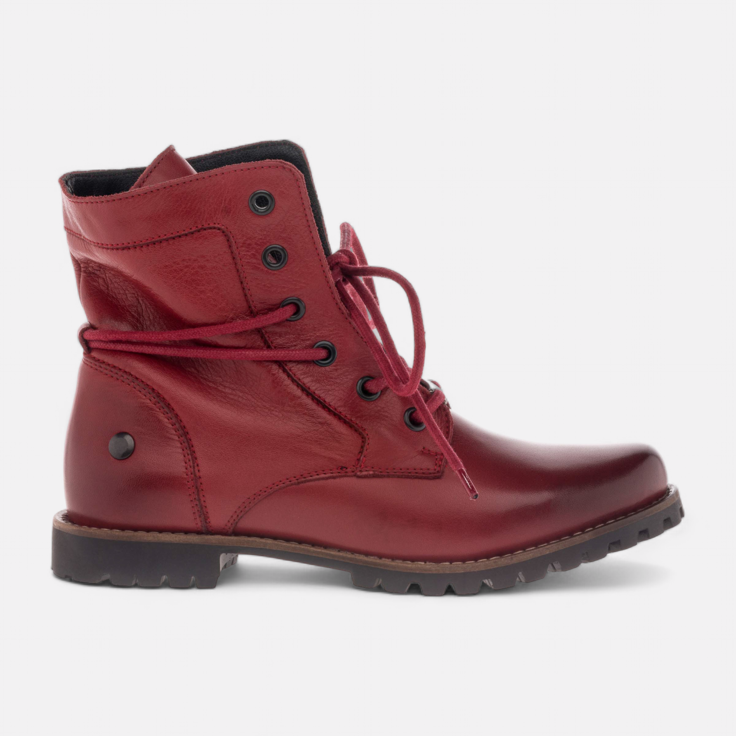 Bottines a lacets Femme en cuir rouge France FR